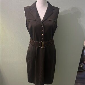 ANTONIO MELANI Brown Button-Down Midi Dress